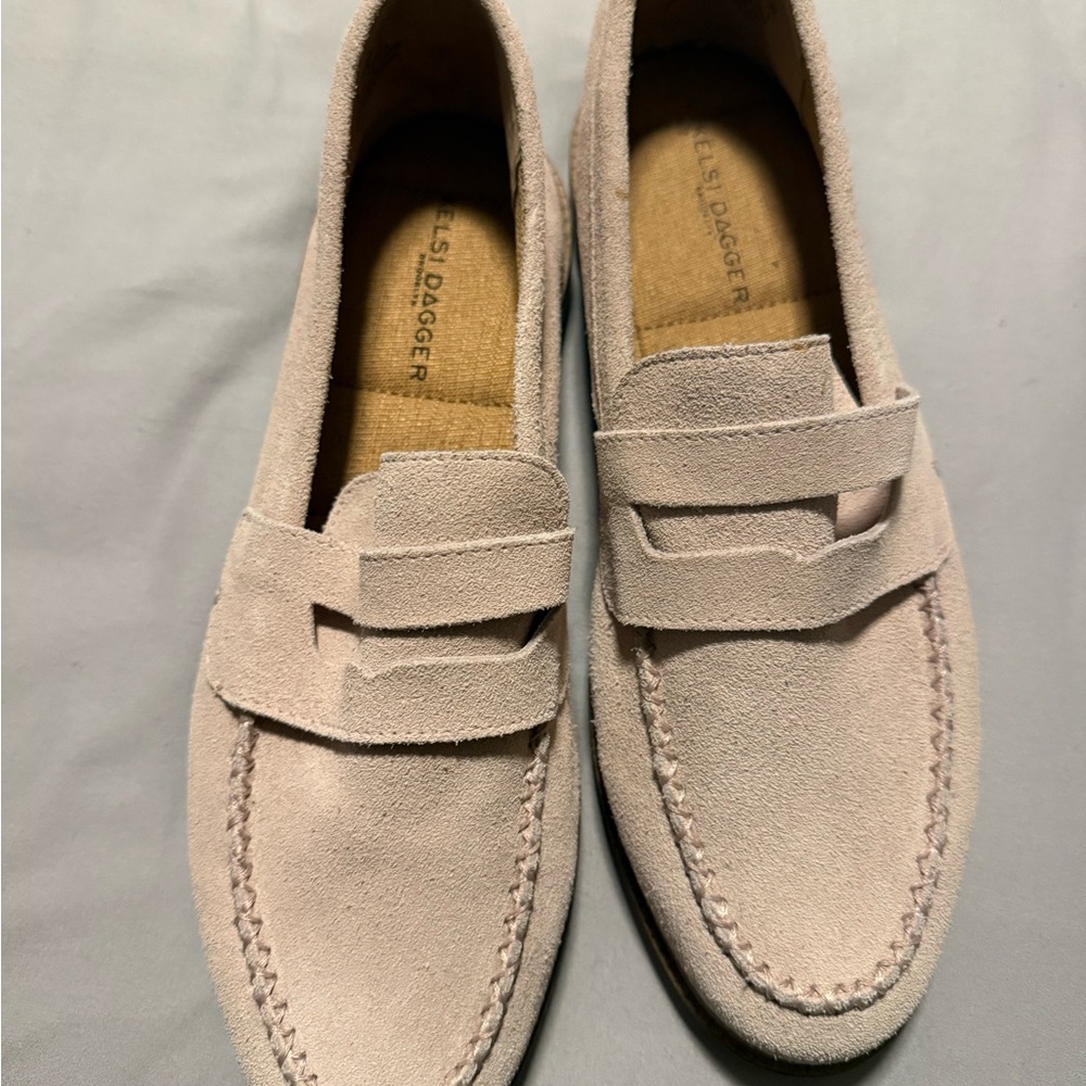 Kelsi Dagger Light Pink Suede Loafers
